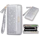 Coco Rossi Sliver Glitter Wallet for Women RFID Blocking Credit Card Holder