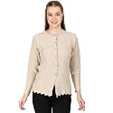 LADY WILLINGTON Women Woolen Round Neck Cardigan Sweater Heavy Front Long Kadai Cardigan Winter Wear Pure Wool Cardigan for Women Free Size Cotty Warm Cardigans with Side Pockets