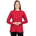 LADY WILLINGTON Women Woolen Round Neck Cardigan Sweater Heavy Front Long Kadai Cardigan Winter Wear Pure Wool Cardigan for Women Free Size Cotty Warm Cardigans with Side Pockets