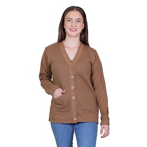 Women Woolen v-Neck Cardigan Pullover Sweater for