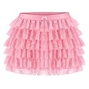 Women Y2K Lolita Bloomers Lace Mesh Ruffle Shorts Sexy Boyshorts Elastic Waist Sweet Pettipants