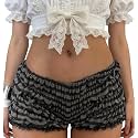 Women Y2k Lolita Bloomers Gothic Ruffle Shorts Layered Pumpkin Bottoms