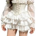 Women Y2k Lolita Bloomers Gothic Ruffle Shorts Layered Pumpkin Bottoms