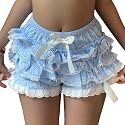 Women Y2k Lolita Bloomers Ruffle Lace Frilly Shorts Layered Pumpkin Bottoms