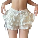 Women Y2k Lolita Bloomers Ruffle Lace Frilly Shorts Layered Pumpkin Bottoms