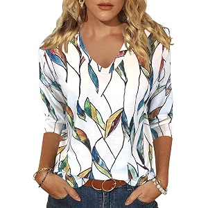 Womens 3 4 Sleeve V Neck Valentine