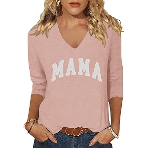 Womens 3 4 Sleeve V Neck Valentine