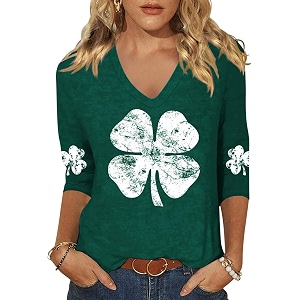 Womens 3 4 Sleeve V Neck Valentine