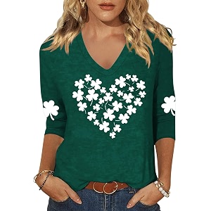 Womens 3 4 Sleeve V Neck Valentine