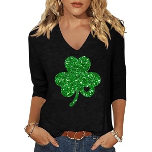 Womens 3 4 Sleeve V Neck Valentine