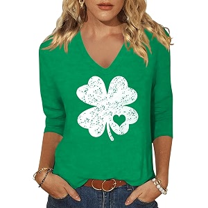 Womens 3 4 Sleeve V Neck Valentine