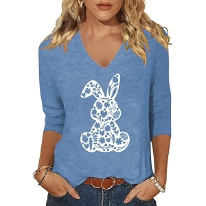 Womens 3 4 Sleeve V Neck Valentine