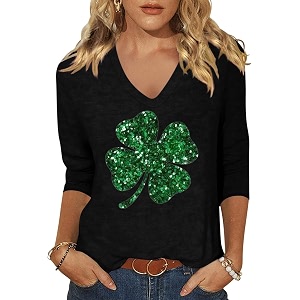 Womens 3 4 Sleeve V Neck Valentine