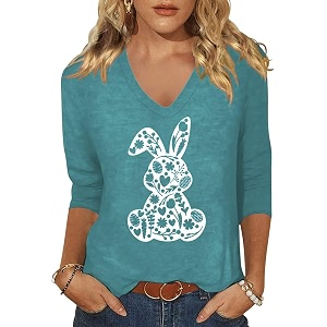 Womens 3 4 Sleeve V Neck Valentine