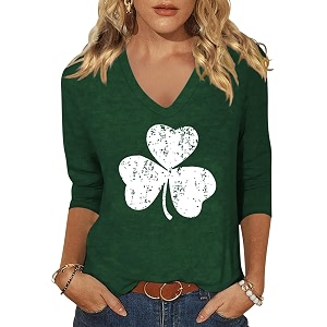 Womens 3 4 Sleeve V Neck Valentine