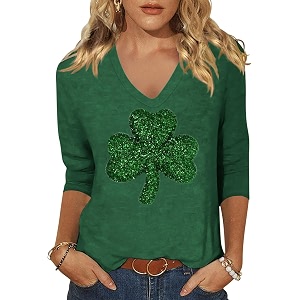 Womens 3 4 Sleeve V Neck Valentine