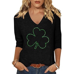 Womens 3 4 Sleeve V Neck Valentine