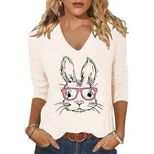 Womens 3 4 Sleeve V Neck Valentine