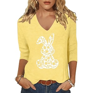Womens 3 4 Sleeve V Neck Valentine