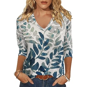 Womens 3 4 Sleeve V Neck Valentine