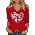 Womens 34 Sleeve V Neck Valentine T