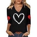 Womens 34 Sleeve V Neck Valentine T