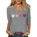 Womens 34 Sleeve V Neck Valentine T