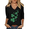 Womens 34 Sleeve V Neck Valentine T