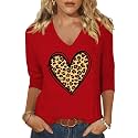 Womens 34 Sleeve V Neck Valentine T