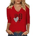 Womens 34 Sleeve V Neck Valentine T