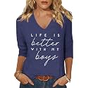 Womens 34 Sleeve V Neck Valentine T