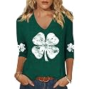 Womens 34 Sleeve V Neck Valentine T