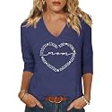 Womens 34 Sleeve V Neck Valentine T