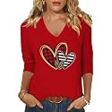 Womens 34 Sleeve V Neck Valentine T