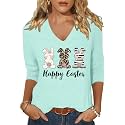 Womens 34 Sleeve V Neck Valentine T