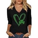 Womens 34 Sleeve V Neck Valentine T