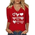 Womens 34 Sleeve V Neck Valentine T