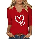 Womens 34 Sleeve V Neck Valentine T