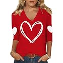 Womens 34 Sleeve V Neck Valentine T