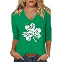 Womens 34 Sleeve V Neck Valentine T