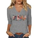 Womens 34 Sleeve V Neck Valentine T
