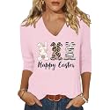 Womens 34 Sleeve V Neck Valentine T