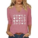 Womens 34 Sleeve V Neck Valentine T