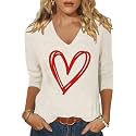 Womens 34 Sleeve V Neck Valentine T