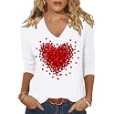 Womens 34 Sleeve V Neck Valentine T