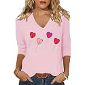 Womens 34 Sleeve V Neck Valentine T