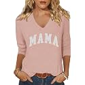 Womens 34 Sleeve V Neck Valentine T