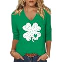 Womens 34 Sleeve V Neck Valentine T