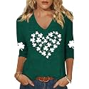 Womens 34 Sleeve V Neck Valentine T
