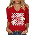 Womens 34 Sleeve V Neck Valentine T